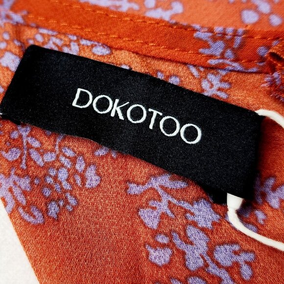 Red Floral Ruffle Hem Wrap Dress  Long Sleeves & Tie Waist By Dokotoo Size S - Picture 6 of 11